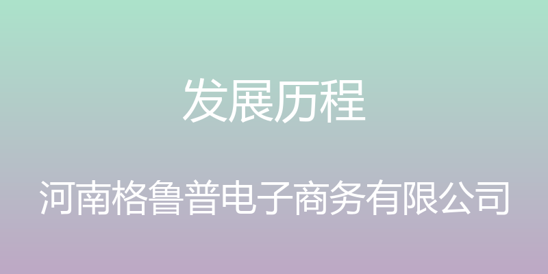 发展历程 - 河南格鲁普电子商务有限公司