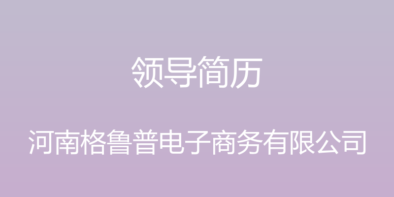 领导简历 - 河南格鲁普电子商务有限公司