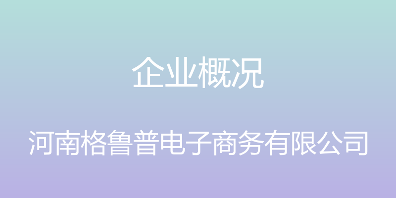 企业概况 - 河南格鲁普电子商务有限公司