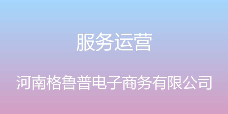 服务运营 - 河南格鲁普电子商务有限公司